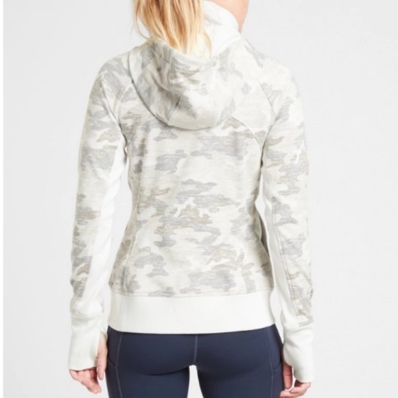 Athleta Triumph Grey Gypsum Camo Hoodie Sweatshirt Activewear Athleisure Sz XS - Picture 9 of 16